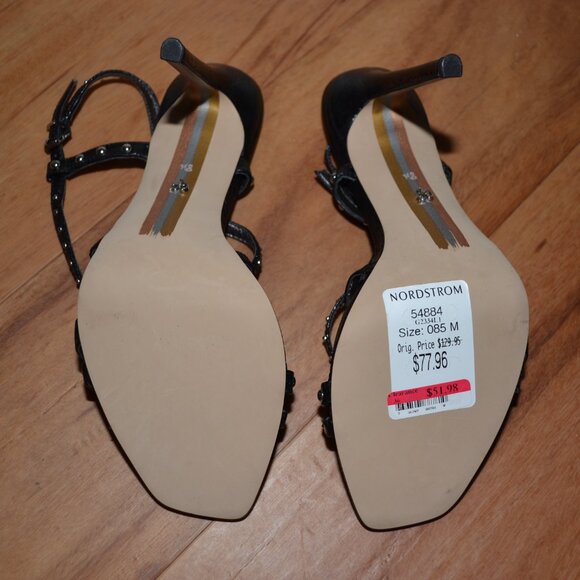 Sam Edleman Black studded Leather Ankle Strap Lennox Sandals/Heels, sz 8.5 - Picture 10 of 11